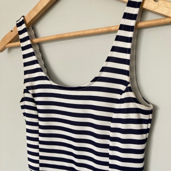 H&M Divided Navy Blue and White Sized US 4 Skater Striped Dress - Picture 2 of 13